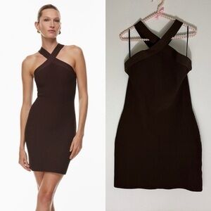 Babaton chocolate brown sculpt knit dress size L